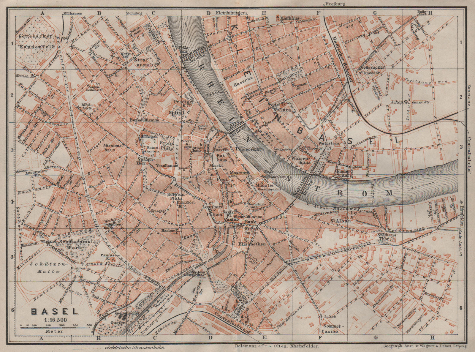 BÂLE BASEL. Basle. town city stadtplan. Switzerland Suisse Schweiz 1905 map